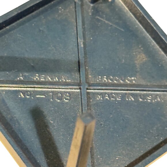 Vintage Renwal Dollhouse Miniature Folding Card Table & 4 Chairs Set Blue Gold - Picture 6 of 9